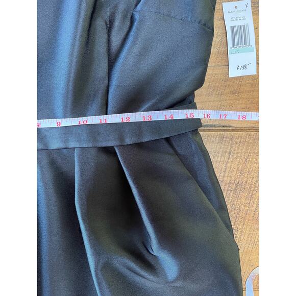 Alex Evenings Satin Black Midi Dress with Metallic Trim - Picture 12 of 12